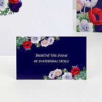 Svadobná pozvánka s kvetmi sasaniek
