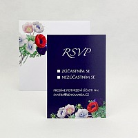 Svadobná kartička s kvetmi sasaniek