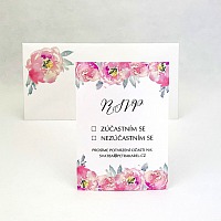 Svadobná kartička s pivonkami