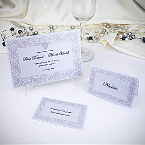 Svatební set G984, svatební oznámení, jmenovka a svatební pozvánka ke stolu 